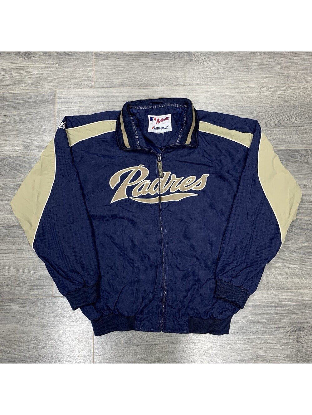 Vintage Majestic San Diego Padres Dugout Jacket Large Rare Men’s Navy Blue MLB